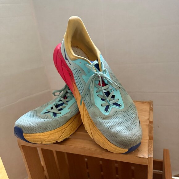 HOKA One One Size 12D Men's Cosmic Gray Tomato Arahi 7 Running Shoes Comfort - Picture 16 of 16